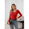 imageVICHYIE Womens Summer Short Sleeve Tops Square Neck Ribbed Slim Fitted Shirts Casual Tee TshirtLongred