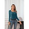 imageVICHYIE Womens Summer Short Sleeve Tops Square Neck Ribbed Slim Fitted Shirts Casual Tee TshirtLongteal