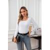 imageVICHYIE Womens Summer Short Sleeve Tops Square Neck Ribbed Slim Fitted Shirts Casual Tee TshirtLongwhite