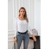 imageVICHYIE Womens Summer Short Sleeve Tops Square Neck Ribbed Slim Fitted Shirts Casual Tee TshirtLongwhite
