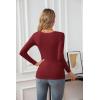 imageVICHYIE Womens Summer Short Sleeve Tops Square Neck Ribbed Slim Fitted Shirts Casual Tee TshirtLongwine Red