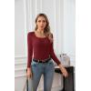 imageVICHYIE Womens Summer Short Sleeve Tops Square Neck Ribbed Slim Fitted Shirts Casual Tee TshirtLongwine Red