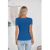 imageVICHYIE Womens Summer Short Sleeve Tops Square Neck Ribbed Slim Fitted Shirts Casual Tee TshirtShortblue