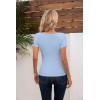 imageVICHYIE Womens Summer Short Sleeve Tops Square Neck Ribbed Slim Fitted Shirts Casual Tee TshirtShortblue Grey