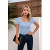 imageVICHYIE Womens Summer Short Sleeve Tops Square Neck Ribbed Slim Fitted Shirts Casual Tee TshirtShortblue Grey