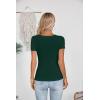 imageVICHYIE Womens Summer Short Sleeve Tops Square Neck Ribbed Slim Fitted Shirts Casual Tee TshirtShortdark Green