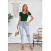 imageVICHYIE Womens Summer Short Sleeve Tops Square Neck Ribbed Slim Fitted Shirts Casual Tee TshirtShortdark Green