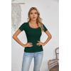 imageVICHYIE Womens Summer Short Sleeve Tops Square Neck Ribbed Slim Fitted Shirts Casual Tee TshirtShortdark Green