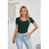 imageVICHYIE Womens Summer Short Sleeve Tops Square Neck Ribbed Slim Fitted Shirts Casual Tee TshirtShortdark Green