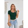 imageVICHYIE Womens Summer Short Sleeve Tops Square Neck Ribbed Slim Fitted Shirts Casual Tee TshirtShortdark Green