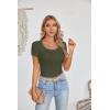 imageVICHYIE Womens Summer Short Sleeve Tops Square Neck Ribbed Slim Fitted Shirts Casual Tee TshirtShortgreen