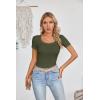 imageVICHYIE Womens Summer Short Sleeve Tops Square Neck Ribbed Slim Fitted Shirts Casual Tee TshirtShortgreen