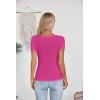 imageVICHYIE Womens Summer Short Sleeve Tops Square Neck Ribbed Slim Fitted Shirts Casual Tee TshirtShorthot Pink