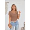 imageVICHYIE Womens Summer Short Sleeve Tops Square Neck Ribbed Slim Fitted Shirts Casual Tee TshirtShortkhaki