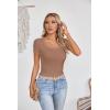 imageVICHYIE Womens Summer Short Sleeve Tops Square Neck Ribbed Slim Fitted Shirts Casual Tee TshirtShortkhaki