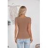 imageVICHYIE Womens Summer Short Sleeve Tops Square Neck Ribbed Slim Fitted Shirts Casual Tee TshirtShortkhaki