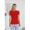 imageVICHYIE Womens Summer Short Sleeve Tops Square Neck Ribbed Slim Fitted Shirts Casual Tee TshirtShortred