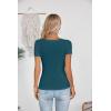 imageVICHYIE Womens Summer Short Sleeve Tops Square Neck Ribbed Slim Fitted Shirts Casual Tee TshirtShortteal