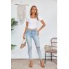 imageVICHYIE Womens Summer Short Sleeve Tops Square Neck Ribbed Slim Fitted Shirts Casual Tee TshirtShortwhite
