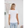 imageVICHYIE Womens Summer Short Sleeve Tops Square Neck Ribbed Slim Fitted Shirts Casual Tee TshirtShortwhite