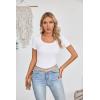 imageVICHYIE Womens Summer Short Sleeve Tops Square Neck Ribbed Slim Fitted Shirts Casual Tee TshirtShortwhite