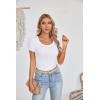 imageVICHYIE Womens Summer Short Sleeve Tops Square Neck Ribbed Slim Fitted Shirts Casual Tee TshirtShortwhite