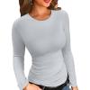 imageVICHYIE Fall Clothes Womens Crewneck Ribbed Long Sleeve Shirts Slim Fitted Tee Casual Basic Tshirt TopGrey