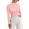 imageVICHYIE Women Long Sleeve Shirt Mock Neck Ribbed Knit Slim Fitted Fall Clothes UnderwearLight Pinkno Fleece Lined