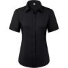 imagesiliteelon Womens Stain Shield Dress Shirts Wrinkle Free Short Sleeve Solid Tops Blouses Button Down ShirtsBlack