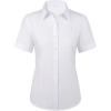 imagesiliteelon Womens Stain Shield Dress Shirts Wrinkle Free Short Sleeve Solid Tops Blouses Button Down ShirtsWhite