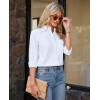 imagesiliteelon Button Down Shirts Women Oxford Shirt Long Sleeve Stretch Dress Shirts Wrinkle Free Business Work Office BlouseAll White