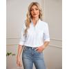 imagesiliteelon Button Down Shirts Women Oxford Shirt Long Sleeve Stretch Dress Shirts Wrinkle Free Business Work Office BlouseAll White