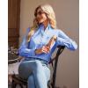 imagesiliteelon Button Down Shirts Women Oxford Shirt Long Sleeve Stretch Dress Shirts Wrinkle Free Business Work Office BlouseBlue