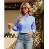 imagesiliteelon Button Down Shirts Women Oxford Shirt Long Sleeve Stretch Dress Shirts Wrinkle Free Business Work Office BlouseBlue