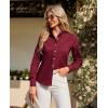 imagesiliteelon Button Down Shirts Women Oxford Shirt Long Sleeve Stretch Dress Shirts Wrinkle Free Business Work Office BlouseBurgundy