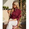 imagesiliteelon Button Down Shirts Women Oxford Shirt Long Sleeve Stretch Dress Shirts Wrinkle Free Business Work Office BlouseBurgundy