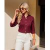 imagesiliteelon Button Down Shirts Women Oxford Shirt Long Sleeve Stretch Dress Shirts Wrinkle Free Business Work Office BlouseBurgundy