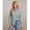 imagesiliteelon Button Down Shirts Women Oxford Shirt Long Sleeve Stretch Dress Shirts Wrinkle Free Business Work Office BlouseGray