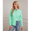 imagesiliteelon Button Down Shirts Women Oxford Shirt Long Sleeve Stretch Dress Shirts Wrinkle Free Business Work Office BlouseGreen
