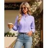 imagesiliteelon Button Down Shirts Women Oxford Shirt Long Sleeve Stretch Dress Shirts Wrinkle Free Business Work Office BlouseLavender