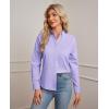 imagesiliteelon Button Down Shirts Women Oxford Shirt Long Sleeve Stretch Dress Shirts Wrinkle Free Business Work Office BlouseLavender