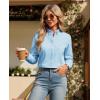 imagesiliteelon Button Down Shirts Women Oxford Shirt Long Sleeve Stretch Dress Shirts Wrinkle Free Business Work Office BlouseLight Blue