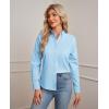 imagesiliteelon Button Down Shirts Women Oxford Shirt Long Sleeve Stretch Dress Shirts Wrinkle Free Business Work Office BlouseLight Blue
