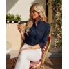 imagesiliteelon Button Down Shirts Women Oxford Shirt Long Sleeve Stretch Dress Shirts Wrinkle Free Business Work Office BlouseNavy Blue