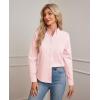 imagesiliteelon Button Down Shirts Women Oxford Shirt Long Sleeve Stretch Dress Shirts Wrinkle Free Business Work Office BlousePink