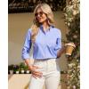 imagesiliteelon Button Down Shirts Women Oxford Shirt Long Sleeve Stretch Dress Shirts Wrinkle Free Business Work Office BlousePurplish Blue