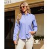 imagesiliteelon Button Down Shirts Women Oxford Shirt Long Sleeve Stretch Dress Shirts Wrinkle Free Business Work Office BlousePurplish Blue