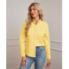 imagesiliteelon Button Down Shirts Women Oxford Shirt Long Sleeve Stretch Dress Shirts Wrinkle Free Business Work Office BlouseYellow