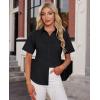imagesiliteelon Womens Stain Shield Dress Shirts Wrinkle Free Short Sleeve Solid Tops Blouses Button Down ShirtsBlack