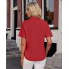 imagesiliteelon Womens Stain Shield Dress Shirts Wrinkle Free Short Sleeve Solid Tops Blouses Button Down ShirtsBright Red